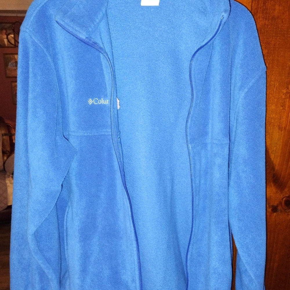 Columbia Fleece Zip Up Jacket Women's L Blue Long Sleeve Zip Pocket - Picture 6 of 11
